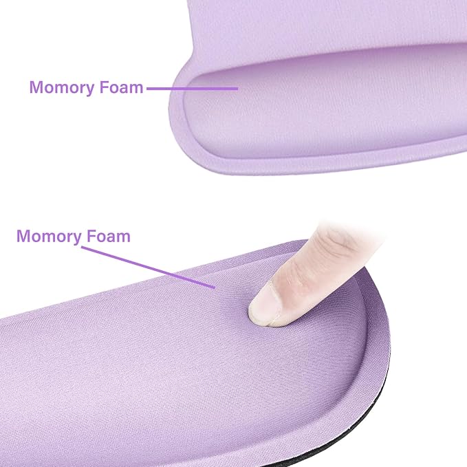 MOSISO Wrist Rest Support for Mouse Pad & Keyboard Set, Ergonomic Mousepad Non-Slip Base Home/Office Easy Typing Cushion with Neoprene Cloth & Raised Memory Foam, Dusty Lilac