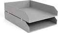 Bigso Hakan Letter Trays - Stackable Paper Tray Organizer with Stable Rubber Feet for A4 or Letter Size Documents - 9.1 in x 12.2 in x 2.4 in - Pack of 2 - Grey