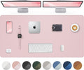 Leather Desk Pad Protector - 48 x 24" Computer Mat, Large Mouse Pad, Non-Slip, Waterproof PU Leather Blotter, Desk Cover for Office and Home (Light Pink)
