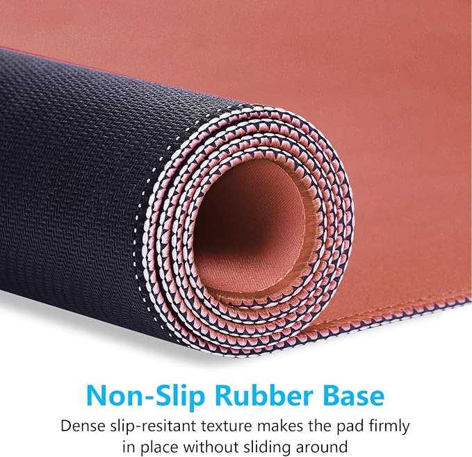 Dapesuom Large Mouse Pad, Extended Gaming Mouse Mat with Stitched Edges, Full Size Desk Mats with Non-Slip Base, Computer Big Desktop Keyboard Pad for Laptop, Office, 23.6 x 11.8 in, Indian Red