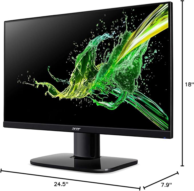 acer KB272 EBI 27" IPS Full HD (1920 x 1080) Zero-Frame Gaming Office Monitor | AMD FreeSync Technology | Up to 100Hz Refresh | 1ms (VRB) | Low Blue Light | Tilt | HDMI & VGA Ports,Black