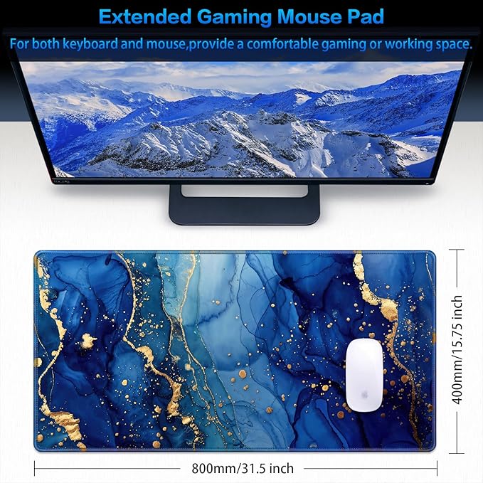 Canjoy Gaming Mouse Pad, 31.5x15.7inch Large Extended Mousepad Big Computer Desk Mat for Keyboard and Mouse Full Desk Mouse Mat with Non-Slip & Rubber Base