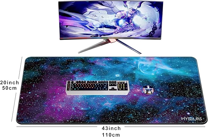 Mydours Extended Mouse Pad, 44" x 20" Extra Large Mat XXL, Gaming Mouse Pad with Non-Slip Rubber & Fabric, Office Computer Desk Mat for Laptop Game Setup (Universe)