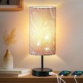 Touch Control Bedside Lamp with 2 USB Ports, 3-Way Dimmable Table lamp for Bedroom, Nightstand Lamp with Round Grey Fabric Shade for Living Room Home Office (E26 LED Bulb Included)