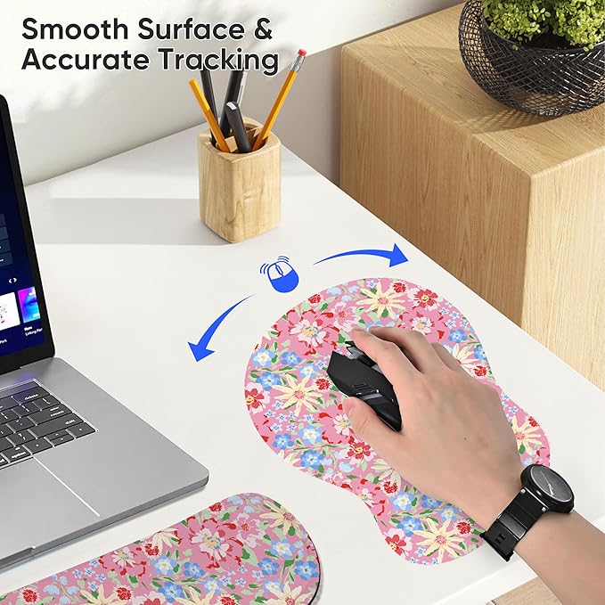 Keyboard Wrist Rest Pad and Mouse Wrist Rest Support Gaming Mouse Pad Ergonomic Gel Memory Foam Set for Computer, Laptop, Office, Comfortably Typing (KM-42)