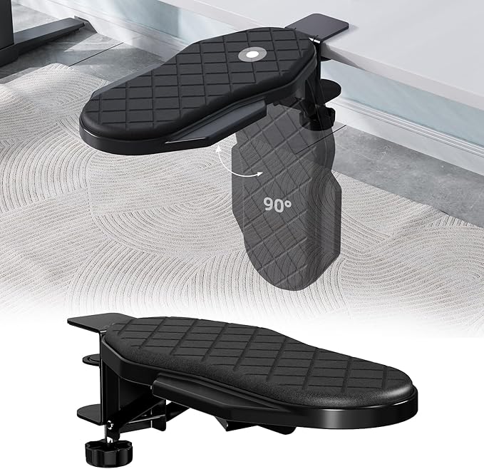 Ergonomics Desk Extender Tray, Table Mount Arm Wrist Rest Shelf, 90° Foldable Elbow Arm Support,Foldable, Swivel, Computer Desk Extender Tray for Home and Office (Foldable Model)