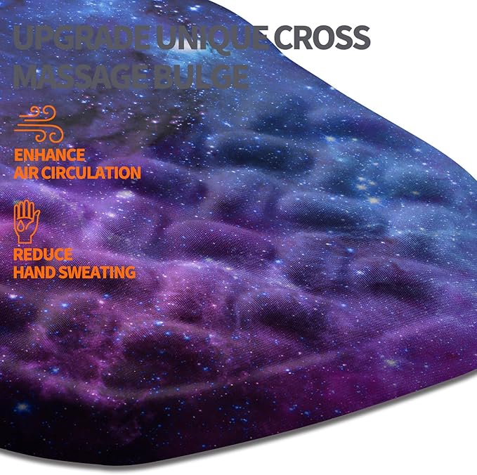 Ergonomic Slope Mouse Pad Wrist Support, Wrist Rest Mousepad for Carpal Tunnel with Massage Bulge and Slow Rebound Memory Foam (12x8 inch, Galaxy)