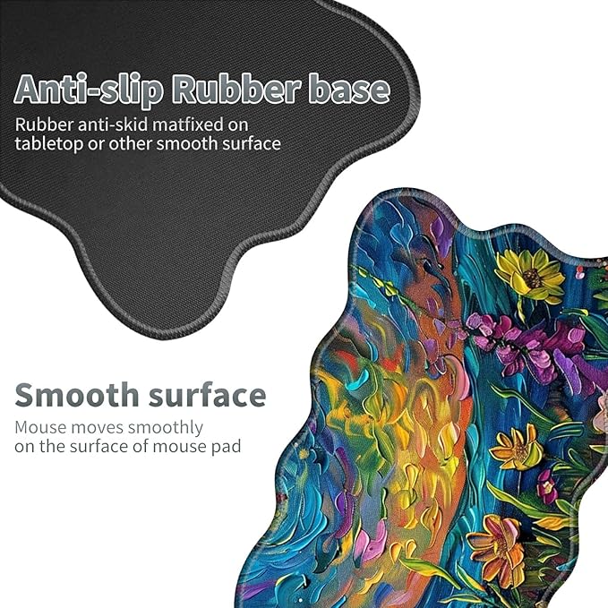 Vibrant Watercolor Flowers Large Gaming Mouse Pad Plus a Coaster, 31.5 x 11.8 inches Desk Mat Extended XL Mousepad with Stitched Edge Non-Slip Rubber, Desk Pad Computer Mouse Mat for Home Office