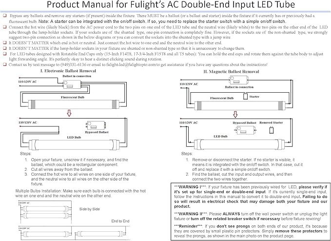 (4-Pack Not-a-Plug-and-Play (Type B) & Full Spectrum LED Tube Light - T8 4FT 48-Inch 18W, Daylight 5000K-5500K, F32T8, F34T12/D, Double-End Powered, 85-265V - 95CRI + Flicker Free