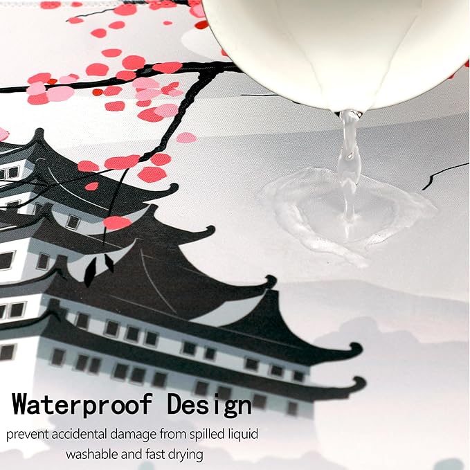Japanese Cherry Blossom Gaming Mouse Pad 31.5x11.8in Pink Full Desk Japanese Sakura Gaming Mouse Pad Large Non-Slip Rubber Base Waterproof Big Keyboard Mat with Stitched Edges for Game Office