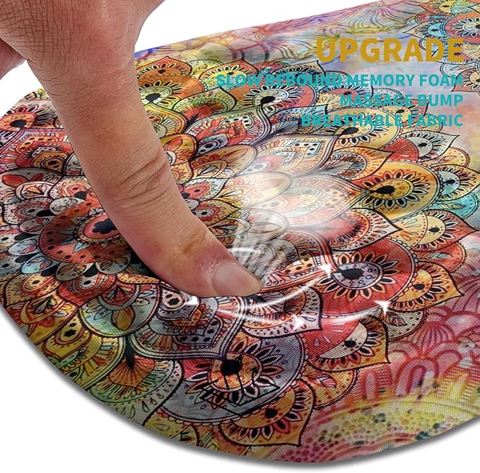 Hokafenle Ergonomic Mouse Pad Wrist Support, Wrist Rest Mousepad for Carpal Tunnel with Integrated Memory Foam Slope Massage Bulge (11.8x7.9 inch,Mandala)