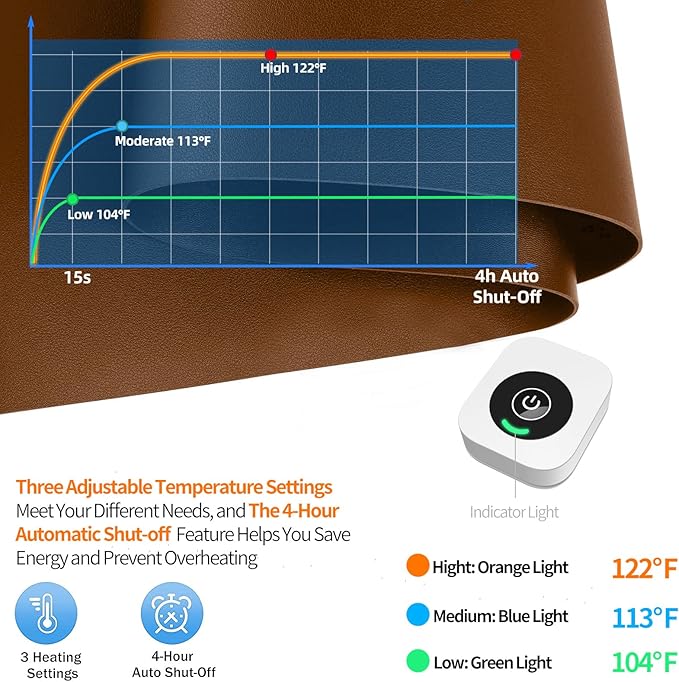 Heated Desk Pad Mouse Pad - Heated Desk Mat - Warm Desk Pad - 3 Levels Heating & 4 Hours Auto Shut-Off, PU Leather Mouse Pad - 31.5 x 13 inch (Brown)
