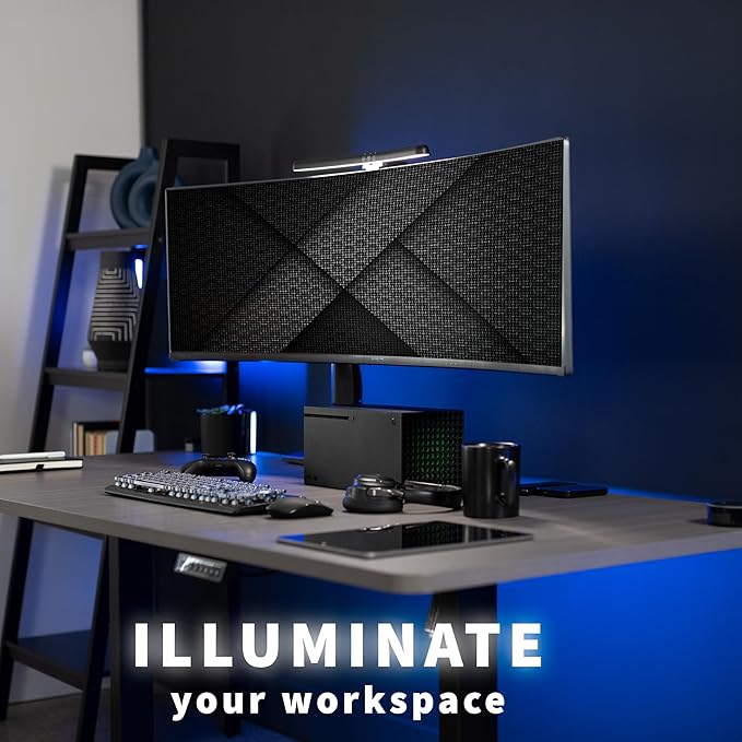 VIVO Universal LED Curved Computer Monitor Light Bar, USB Powered Screen Lamp for Home Office, 5 Level Adjustable Brightness and Temperature Reading Light, Black, Desk-LTSB2