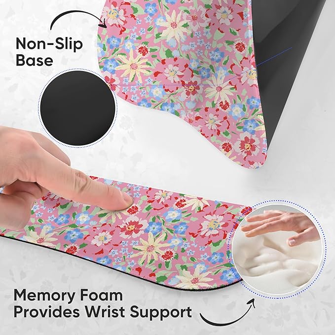Keyboard Wrist Rest Pad and Mouse Wrist Rest Support Gaming Mouse Pad Ergonomic Gel Memory Foam Set for Computer, Laptop, Office, Comfortably Typing (KM-42)