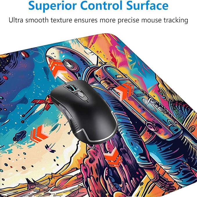 Space Planet Desk Mat Astronaut Spaceship Cosmic Large Gaming Mouse Mat with Stitched Edges,Non-Slip Waterproof Rubber Base Mous Mat 31.5"x11.8" Office Computer Keyboard Laptop Home
