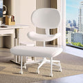 Cross-Legged Meditation Chair, ADHD Friendly Armless Office Chair with Footrest, PU Leather Wide Seat Desk Chair for Focus, Calm Sitting & Home Office, Off White