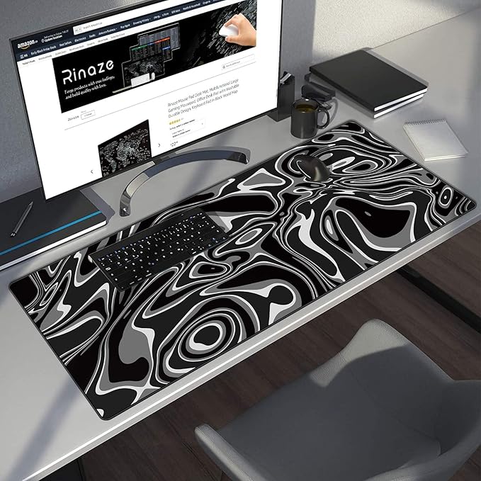 Large Gaming Mouse Pad with Superior Micro-Weave Cloth, Extended Desk Mousepad with Stitched Edges, Anti-Slip Keyboard Pad for Computer, Home and Gaming