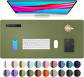 Aothia Desk Protector Mat, Mouse Pad, Non-Slip Waterproof PU Leather Desk Blotter, Laptop, Writing for Office and Home (23.6" x 13.7", Olive Green)