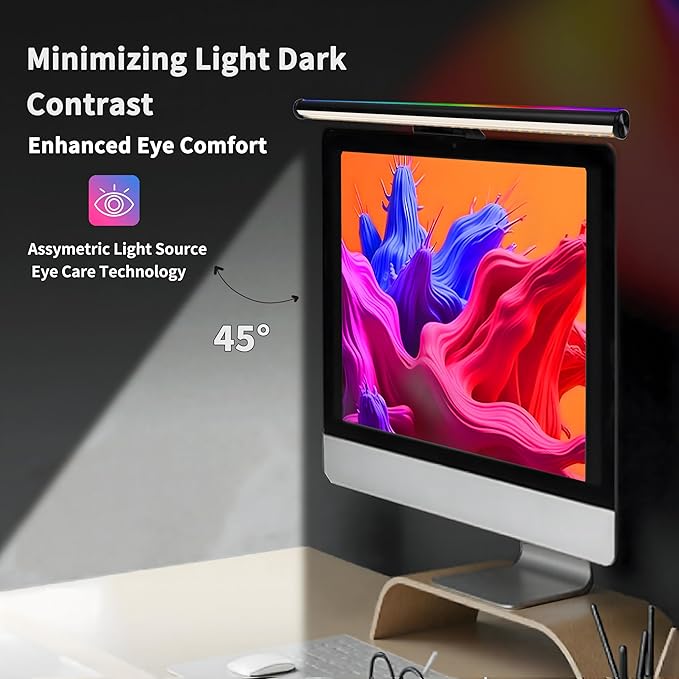 Hive Vibes 17" Monitor Light Bar with 15 Colors RGB Backlight, Wireless Remote and App Control, 3 Colors Temperature, Stepless Dimming, Eye Care, Anti-Glare Desk Lamp for Home, Office and Gaming