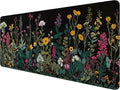 Floral Desk Pad Mouse Pad Weeds Flower Aesthetic Wildflower Mousepad XL Large Gaming Mouse Pad Laptop Keyboard Mat Desk Pad Office Home Decor for Women Girl 31.5"x11.8"