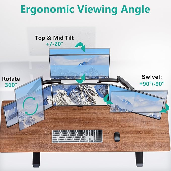 WALI Quad Monitor Mount for 13-27 inch Screens, Extra Tall 4 Monitors Desk Mount, up to 19.8lbs, 32.2 inch Height Max, Fully Adjustable Gas Spring 4 Monitor Arms, VESA 75/100mm (GSDM004S), Black