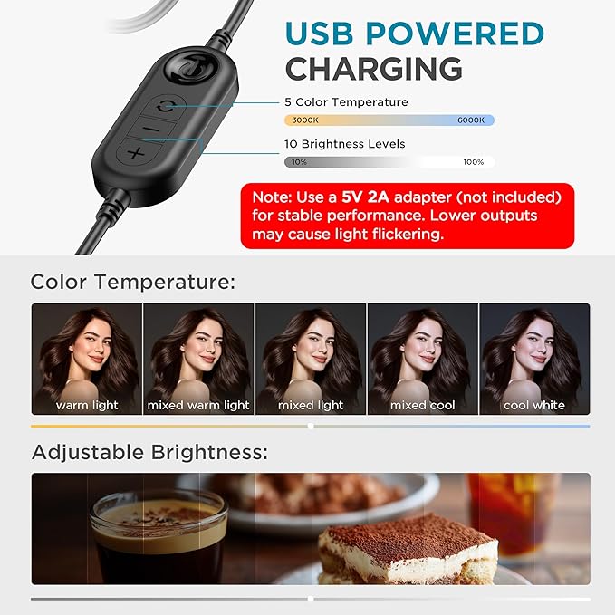InnoGear Video Conference Light, 5" 60 LED On-Camera Video Lights for Monitor Desk LED Streaming Lighting with Desk Tripod Selfie Zoom Lighting for Computer Camera Webcam Laptop Podcast, Recording