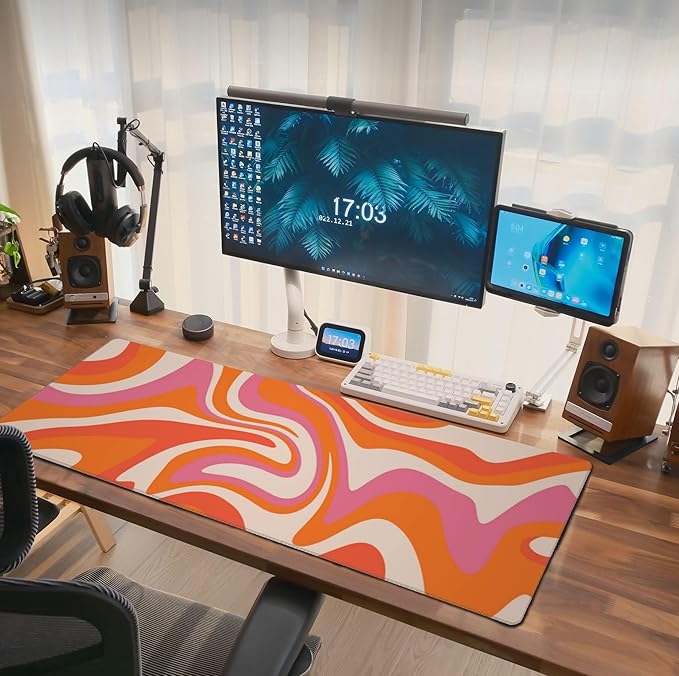 Boho Mouse Pad Extended Large Gaming Mousepad Abstract XL Big Long Oversized Desk Mat Stitched Edges 31.5 X 11.8 Inch for Home Office