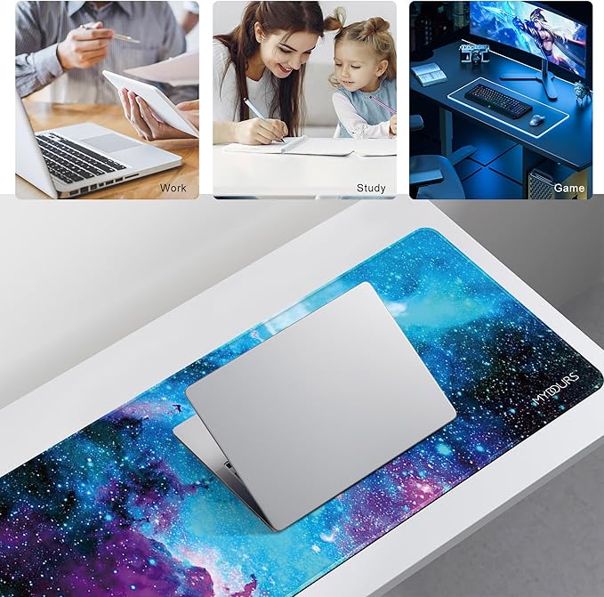 Mydours 40” x 16” XL Gaming Mouse Pad, Large Mouse Pad with Non-Slip Rubber Base & Smooth Lycra Fabric, Desk Mat for PC Gaming, Home Office, Desk Pad for Keyboard & Computer Accessories (Universe)