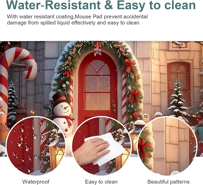 Christmas Scene Extended Gaming Mouse Pad 31.5x11.8inches Large Desk Mat Anti-Slip Rubber Base & Durable Stitched Edges for Gamers Smooth Mouse Writing Surface for Desk Office/Home