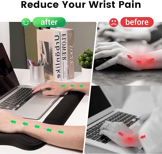 MEKASS Christmas Mouse Pad Ergonomic Mouse Pad and Keyboard Wrist Rest Set, Memory Foam Desk Wrist Support for Computer Keyboard, Non-Slip Wrist Rest for Typing Gaming Office (Green Christmas Tree)