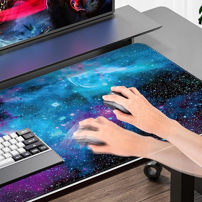 Mydours 55 x 24 inches Gaming Mouse Pad, Extra Large XXL Full Desk Pad, Smooth Fabric & Non-Slip Rubber Mouse Mat, Extended Desk Mat for Gaming, Office and Working (Universe)