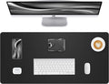 Leather Desk Pad Protector - 48" x 17" Non-Slip PU Leather Large Mouse Pad, Waterproof Desk Blotter Mat for Office and Home (Black)