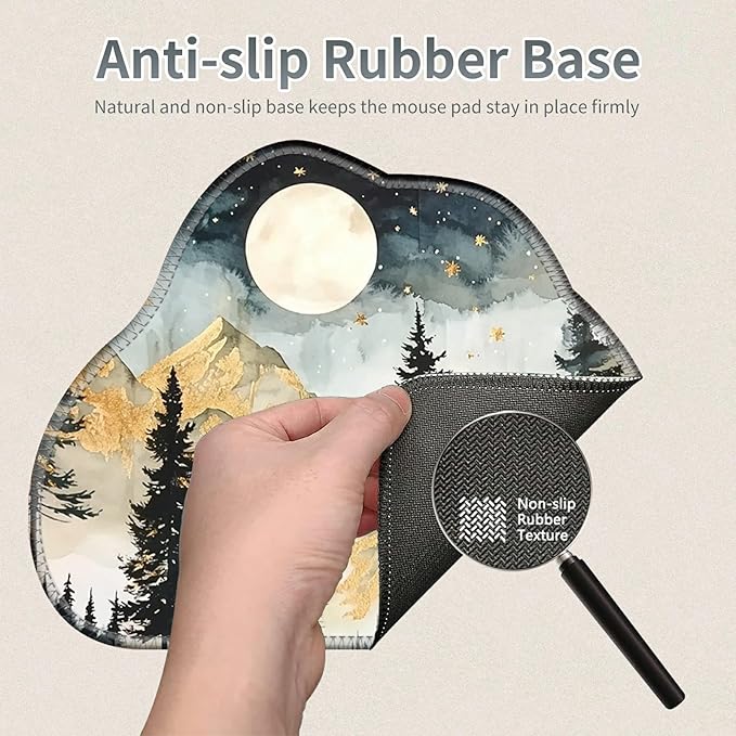 Cute Mouse Pad Plus 1 Coaster, Small Gaming Mouse Mat 11.8 x 9.45 inches, Travel Mouse Pads with Durable Stitched Edges Non-Slip Base, Landscape Forest Decor Mousepad for Office Home