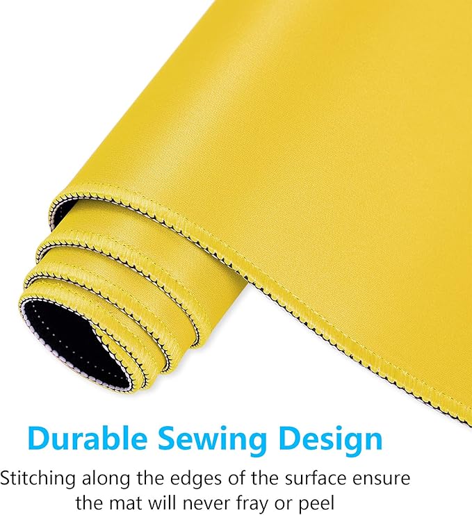 Dapesuom Large Mouse Pad, Extended Gaming Mouse Mat with Stitched Edges, Full Size Desk Mats with Non-Slip Base, Computer Big Desktop Keyboard Pad for Gamer, Laptop, Office, 23.6 x 11.8 in, Yellow