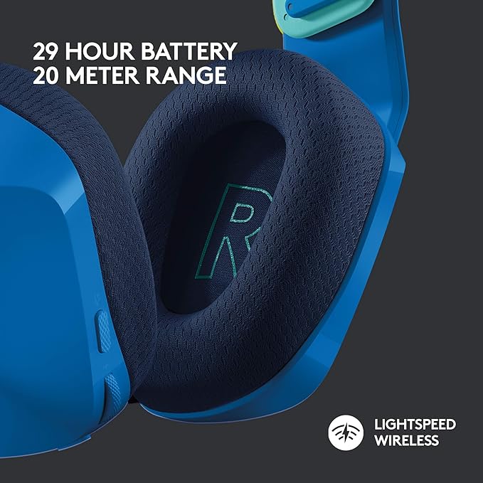 Logitech G733 Lightspeed Wireless Gaming Headset with Suspension Headband, LIGHTSYNC RGB, Blue VO!CE mic Technology and PRO-G Audio Drivers - Blue
