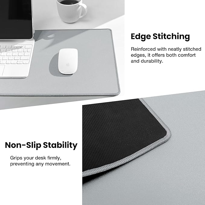 ALOANES Waterproof Mouse Pad with Durable Stitched Edge, Large Gaming Keyboard Pad, Non-Slip Rubber Base Mouse Mat, Extended Desk pad for Gamer, Office & Home, Gray Mousepad 31.5"x 15.7"x 0.12"