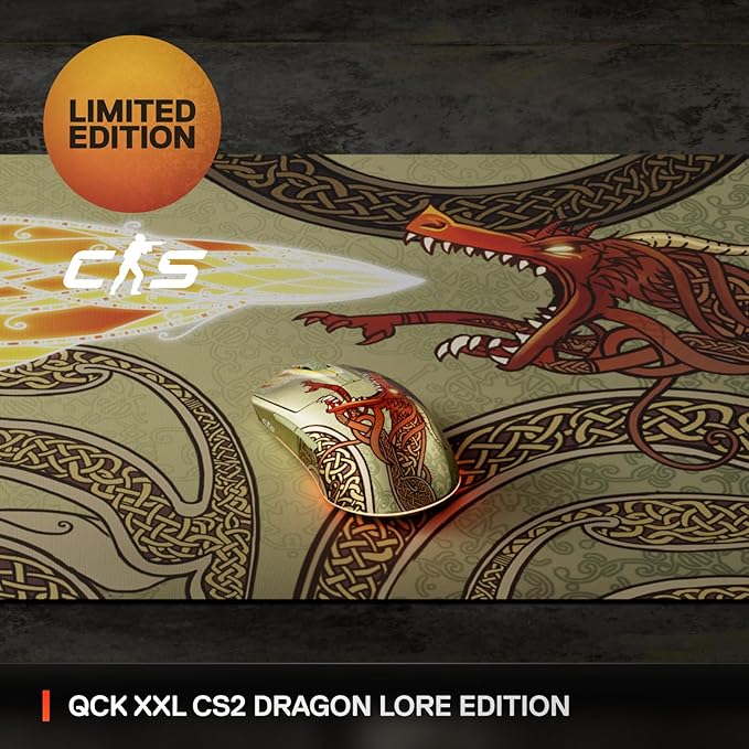 SteelSeries QcK Gaming Mousepad — CS2 Dragon Lore — XXL Dimensions — Sized to Cover Desks — Peak Tracking and Stability — for FPS, Action, RPG Gaming Genres