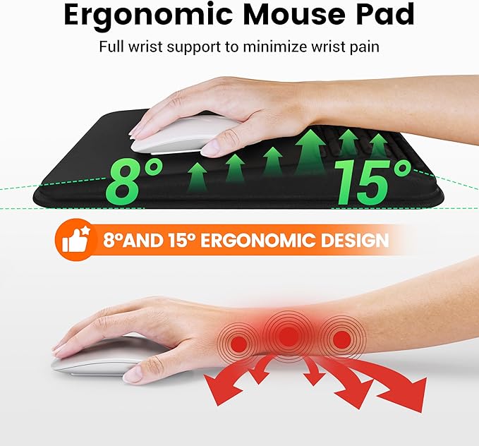 MEKASS Mouse Pad with Wrist Rest, Ergonomic Slope Mousepad for Carpal Tunnel, Memory Foam Desk Computer Wrist Support Mouse Pad with Non-Slip PU Base for Office Home (Beach)