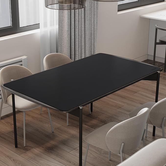 Mydours Giant Desk Mat, 63 x 28 inch Extended PU Leather Desk Pad, Gaming Desk Mat for Home Office Desk, Mouse Pad for Home Office & Computer Workstation, Extra Pad for Standing Desk (Black)