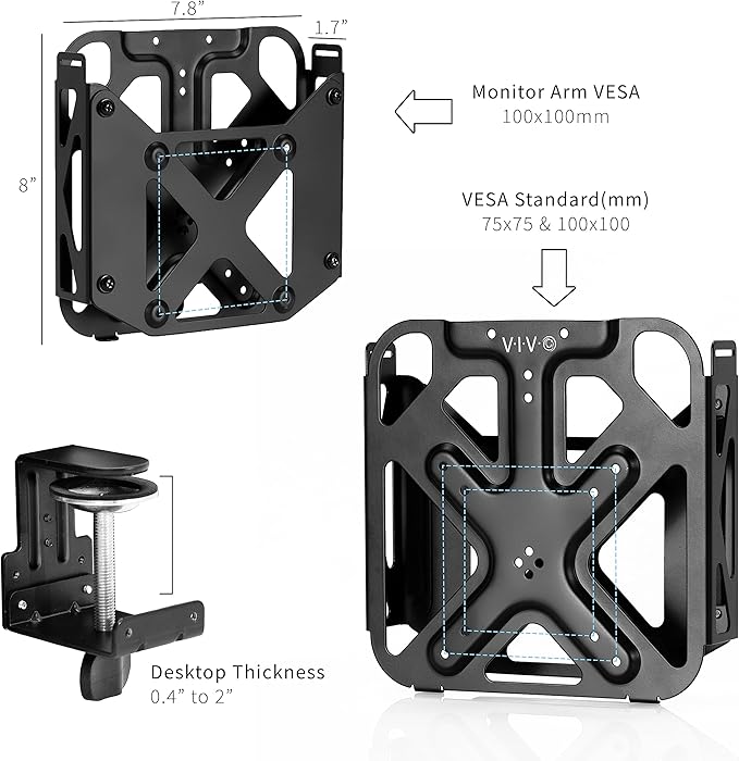 VIVO Behind Monitor VESA Mount Designed for Mac mini, 2010 to 2023 Models, Desk Clamp Option, Black, Mount-MINI1