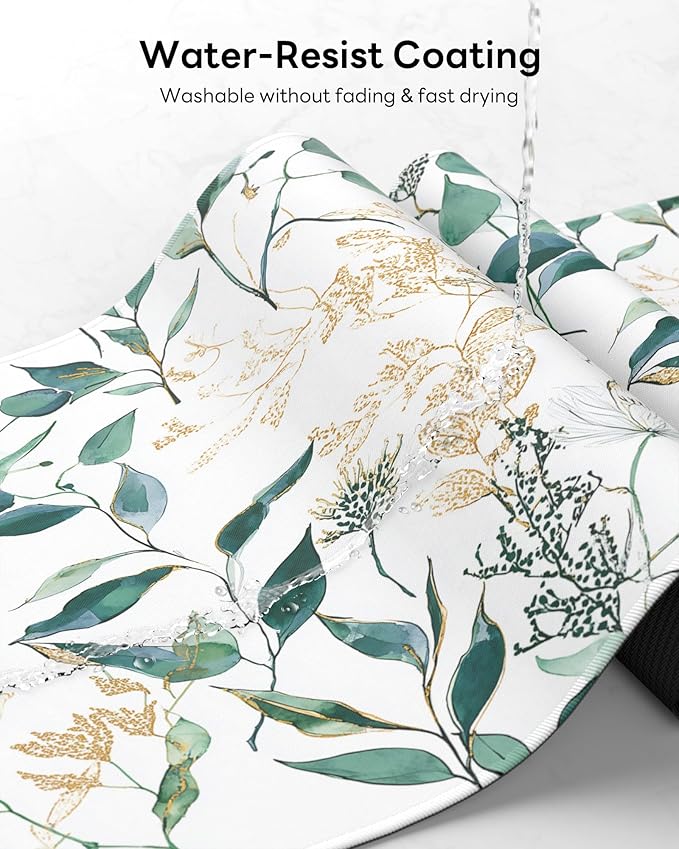 Nature Mouse Pad, 31.5 x 11.8 Large Desk Mat with Stitched Edges & Non-Slip Base, Mousepad for Office, Home, Work, Eucalyptus Leaf