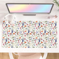 Colorful Star Large Mouse Pad, Watercolor Floral Desk Mat Office Supplies, Waterproof Faux Leather Big Gaming Mousepad for Women Girls, Flowers Desk Pad Home Office Décor Accessories 31.5" x 15.7"