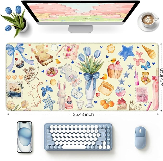 iCasso Extra Large Mouse Pad, Desk Pad Mat,Office Matt for Desktop Protector, Anti-Slip XXL Big Mousepad with Stitched Edges for Laptop Computer Keyboard (Yellow)