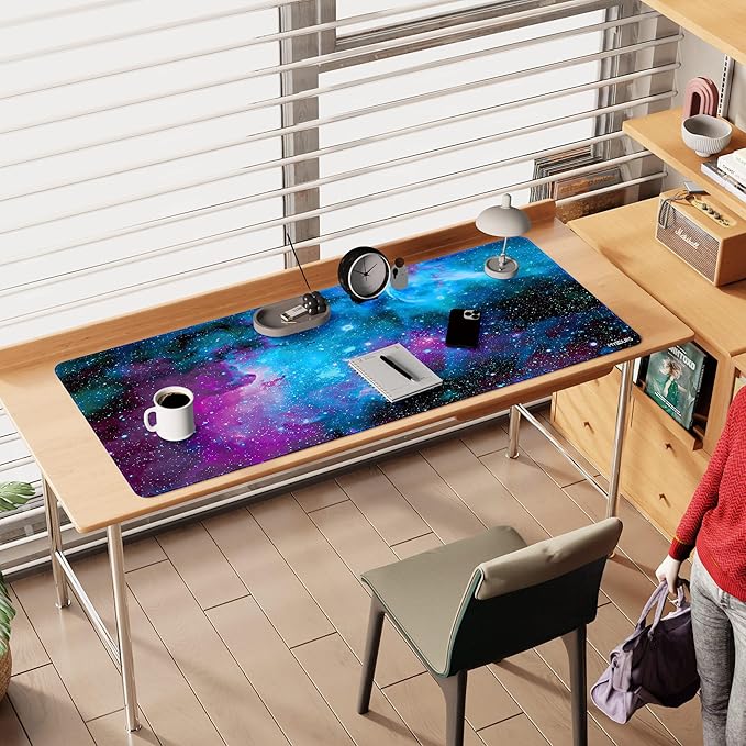 Mydours 55 x 24 inches Gaming Mouse Pad, Extra Large XXL Full Desk Pad, Smooth Fabric & Non-Slip Rubber Mouse Mat, Extended Desk Mat for Gaming, Office and Working (Universe)