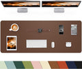 Leather Desk Pad Protector,48"x 17"Desk Mat Large, Mouse Pad, Non-Slip PU Leather Desk Blotter,Waterproof Desk Pad for Office/Home Brown