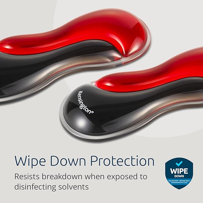 Kensington Slim Duo Gel Mouse Wrist Rest Support Cushion for Low Profile Mice & Trackballs, Ergonomic Mouse Wrist Support, Comfortable Non-Skid Gel, Red 7.56" x 2.83" x 0.87" K62440NA