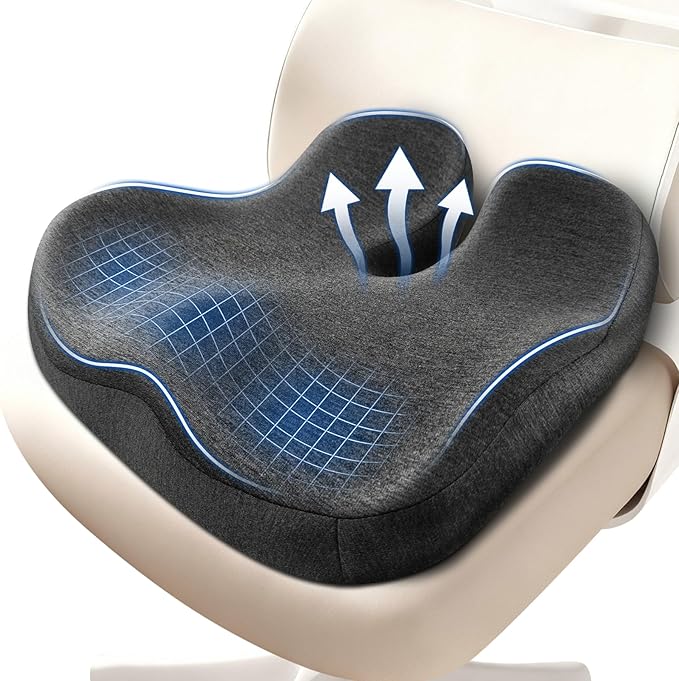Thickened Seat Cushions for Office Chairs, Ergonomic Memory Foam Seat Cushion, Sciatica Support Pillow for Long Sitting, Coccyx Cushion for Tailbone Support, Office, Car, Pregnancy, Wheelchair