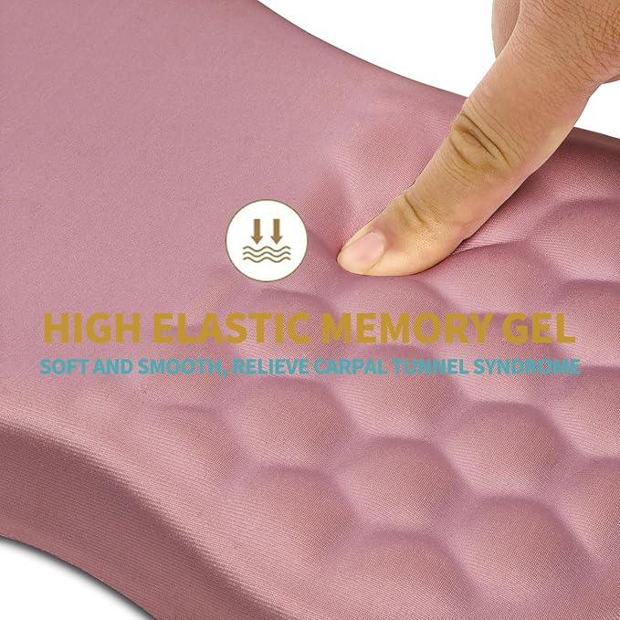 Hokafenle Ergonomic Mouse Pad Wrist Support with Massage Design, Wrist Rest Mousepad with Memory Foam&Non-Slip PU Base, Mouse Pads for Wireless Mouse & Desk (12x8 inch,Pink)