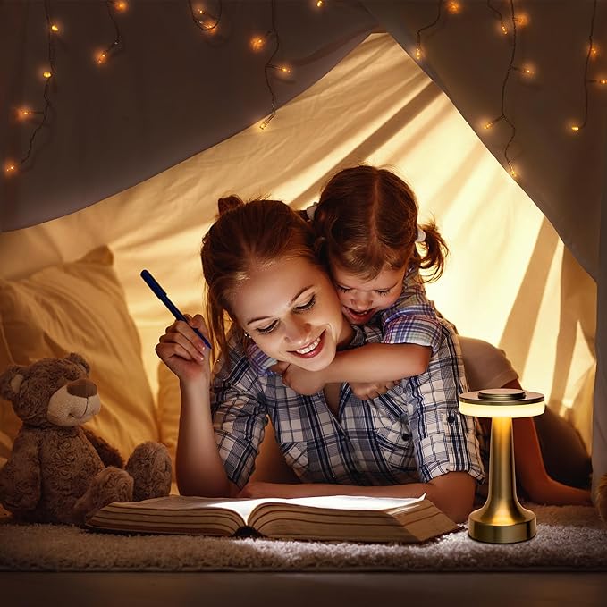 O’Bright Portable LED Table Lamp with Touch Sensor, 3-Levels Brightness, Rechargeable Battery Up to 48 Hours Usage, Night Light for Kids Nursery, Nightstand Lamp, Bedside Lamp (Silver)