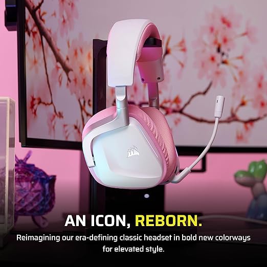 Corsair Void v2 Wireless Gaming Headset with Bluetooth for PC, PS5, PS4, Switch & Mobile – Dolby Atmos, Dual Wireless Multiplatform, Long Battery Life, Fast Charging – Pink